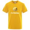 Unisexs Tshirt High Quality Cotton Blend Funny Im Thinking Printed Casual Loose Streetwear Cool Unisex T Shirt Oneck Male Top Tees