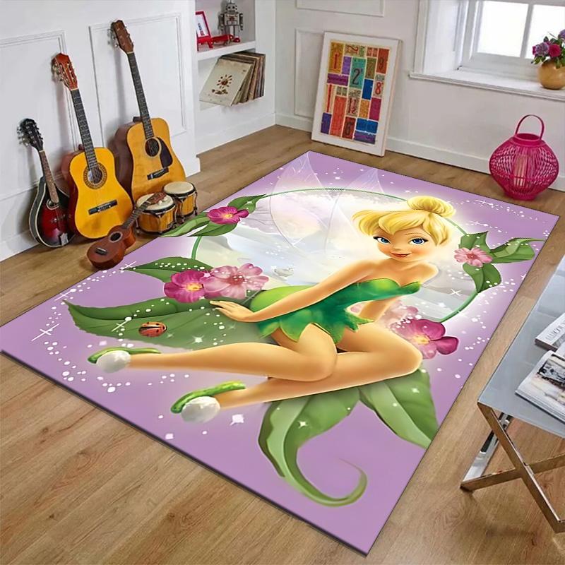 1pc T-Tinkerbell Design Printed Area Rug Carpet for Bedroom Living Room Home Decor Rugs Mat Non Slip Mat Rug for Bedside