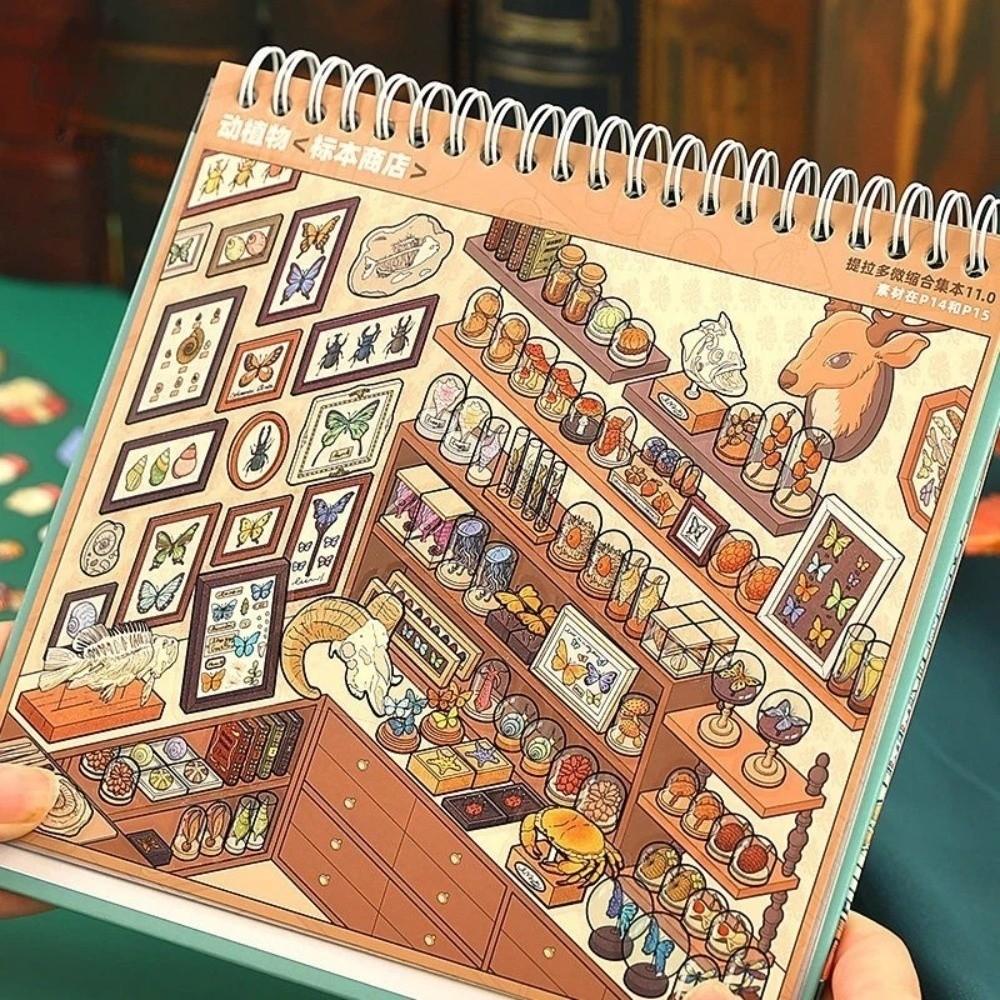 10 Scenes 33 Sheets Miniature Scene Sticker Store Series Shop Scene Sticker Book  Holiday Gifts