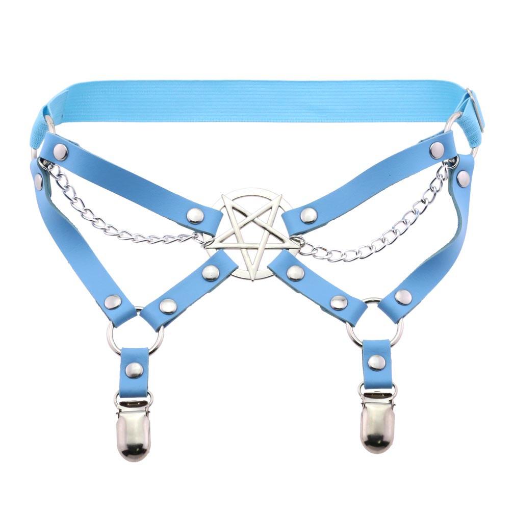 Fxcube New Goth Punk Leg Strap Garter Belt Pentagram Thigh Harness Women Girls Gothic Cosplay Accessories Harajuku Egirl Jewelry