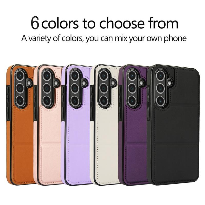Business Leather Card Slot Phone Case For Samsung S25 Ultra S24 FE S23 Plus S22 S21 Flip Stand Shockproof Soft Silicone Bumper Cover