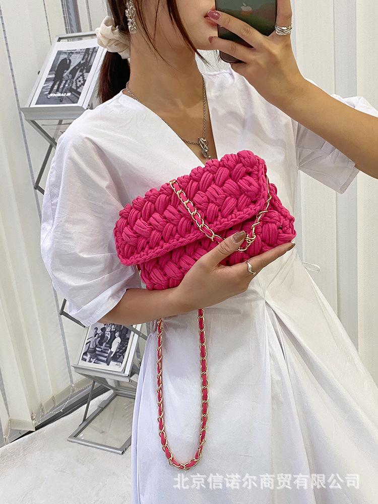 Bags for Women Hand Woven Bag Strip Thread Hook Knitted Women's Shoulder/Crossbody Bag Clutch Bag bag
