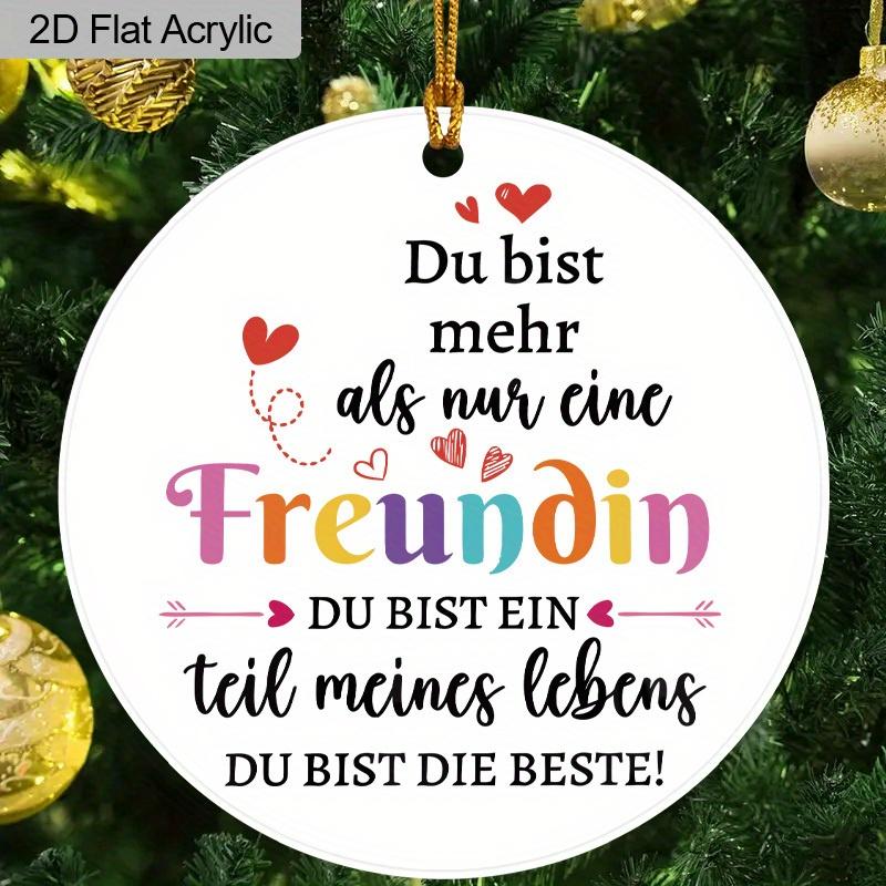 1pc German Freundin Round Acrylic Pendant Christmas Tree Ornament Friendship Gift for Best Friends