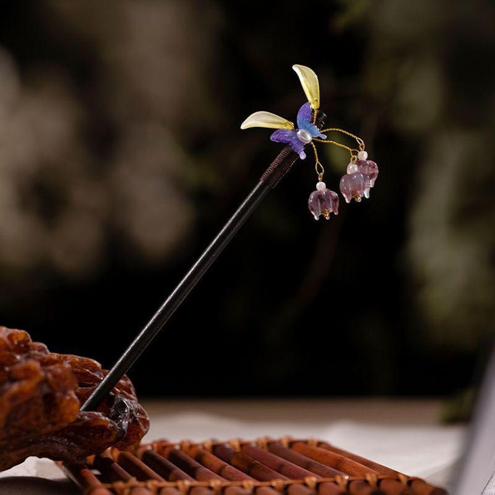 Disk Hair For Ladies Hair Accessories Flower Hair Sticks Wooden Hair Fork Chinese Style Hairpin