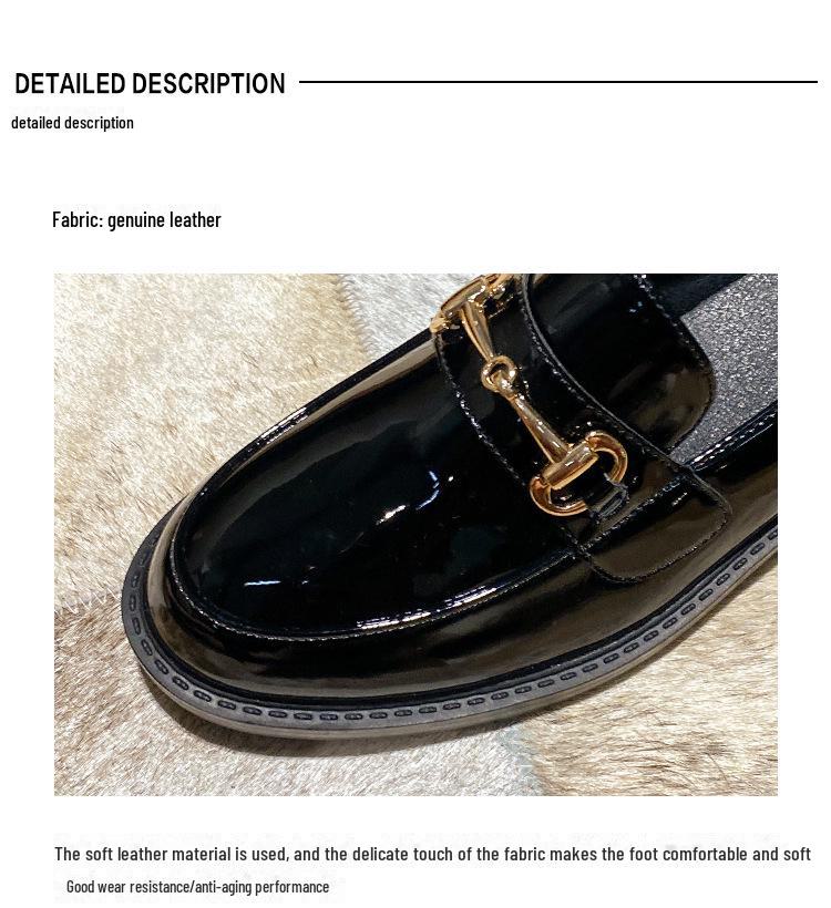 Women's 2025 British Style Black Leather Loafers: Autumn Flat-Toe Work Shoes