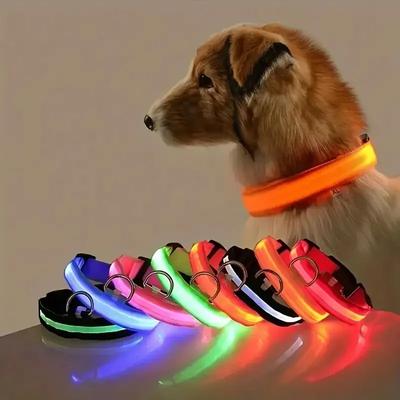 Leuchtendes LED-Hundehalsband Sicherheit Nachtspaziergang Blinkend Leuchtend im Dunkeln LED Haustier Hund Batterie Halsband Klein Mittel Groß Hund