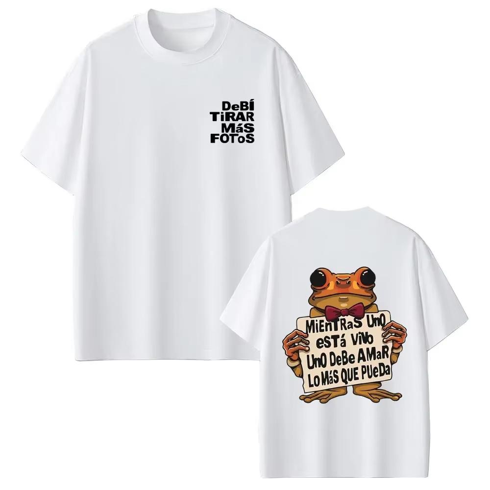 Fashion Streetwear Unisex Loose Hip Hop TShirt Rapper Bad Bunny Debi Tirar Mas Fotos DTMF Printed Short Sleeve Tshirt