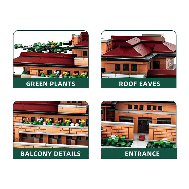 Non-Toxic 1182Pcs World Famous Architecture Chicago Robbin House Usa Building Blocks Models Bricks Assemble Toys Small Particle Toys Gifts