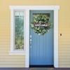 Welcome Sign With Artificial Wreath Front Door Decor Round Wooden Hanging Sign Farmhouse Porch Decorations For Home Outdoor Indoor 30CM