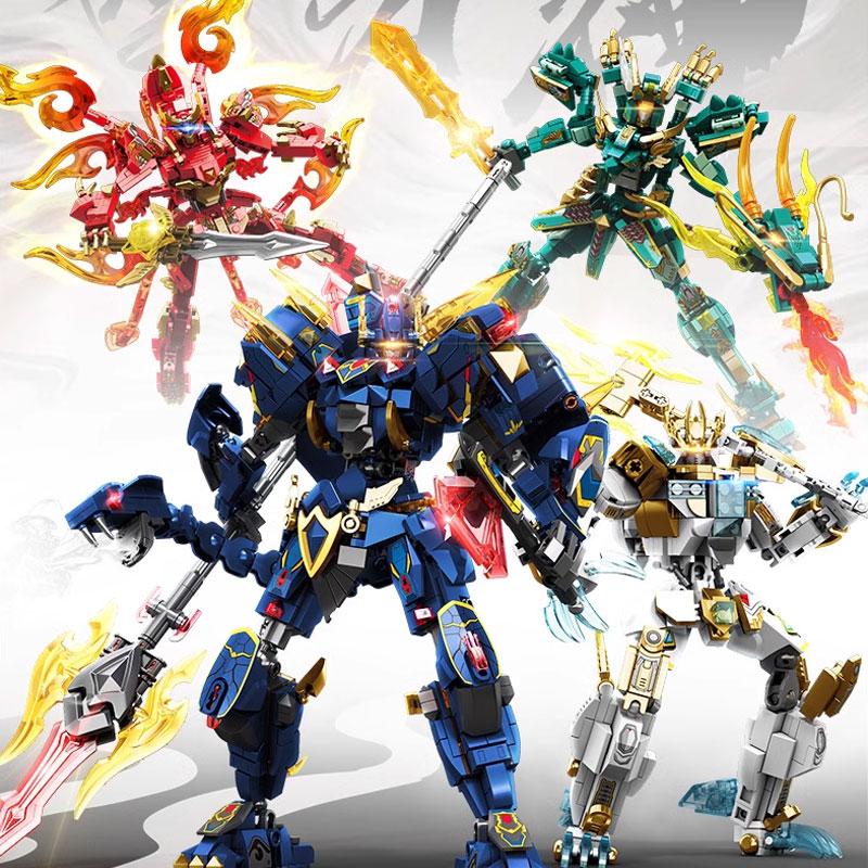 Bai Fen Bai Toys Boys Qinglong And Baihu Robot Building Blocks, Cool Mecha Transformation Toys, Puzzle Assembly Manual Diy, ' Birthday Gifts
