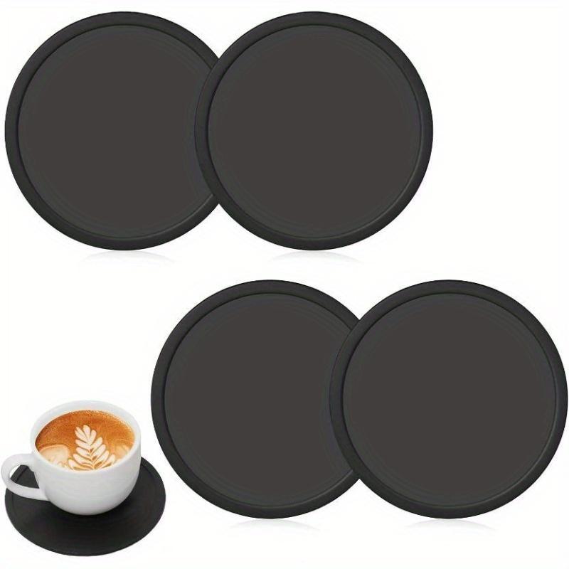 2/4pcs Non-Slip Silicone Drink Coasters - Large Black Cup Coaster Set for Outdoor & Indoor Drinks - Anti Stain & Heat Resistant