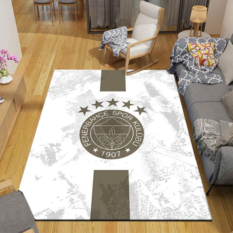 Tappeto Stampato in Flanella Fenerbahce SK, Decorazione Divano per Soggiorno e Camera da Letto, Tappetino da Pavimento in Flanella Antiscivolo per Sala Giochi