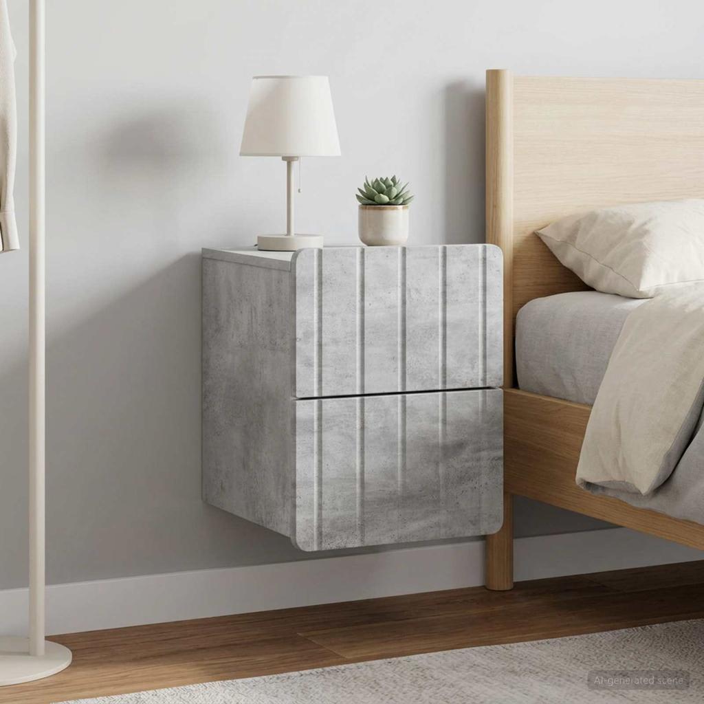 Wall Mounted Nightstand 2 pcs Concrete Grey 33 x 34.5 x 43 cm