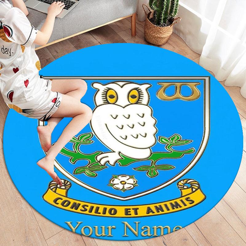 Sheffield Wednesday Football Club Custom Name Round Area Rug,Carpet Rug for Living Room Bedroom Sofa Playroom Decor,Non-slip Floor Mat