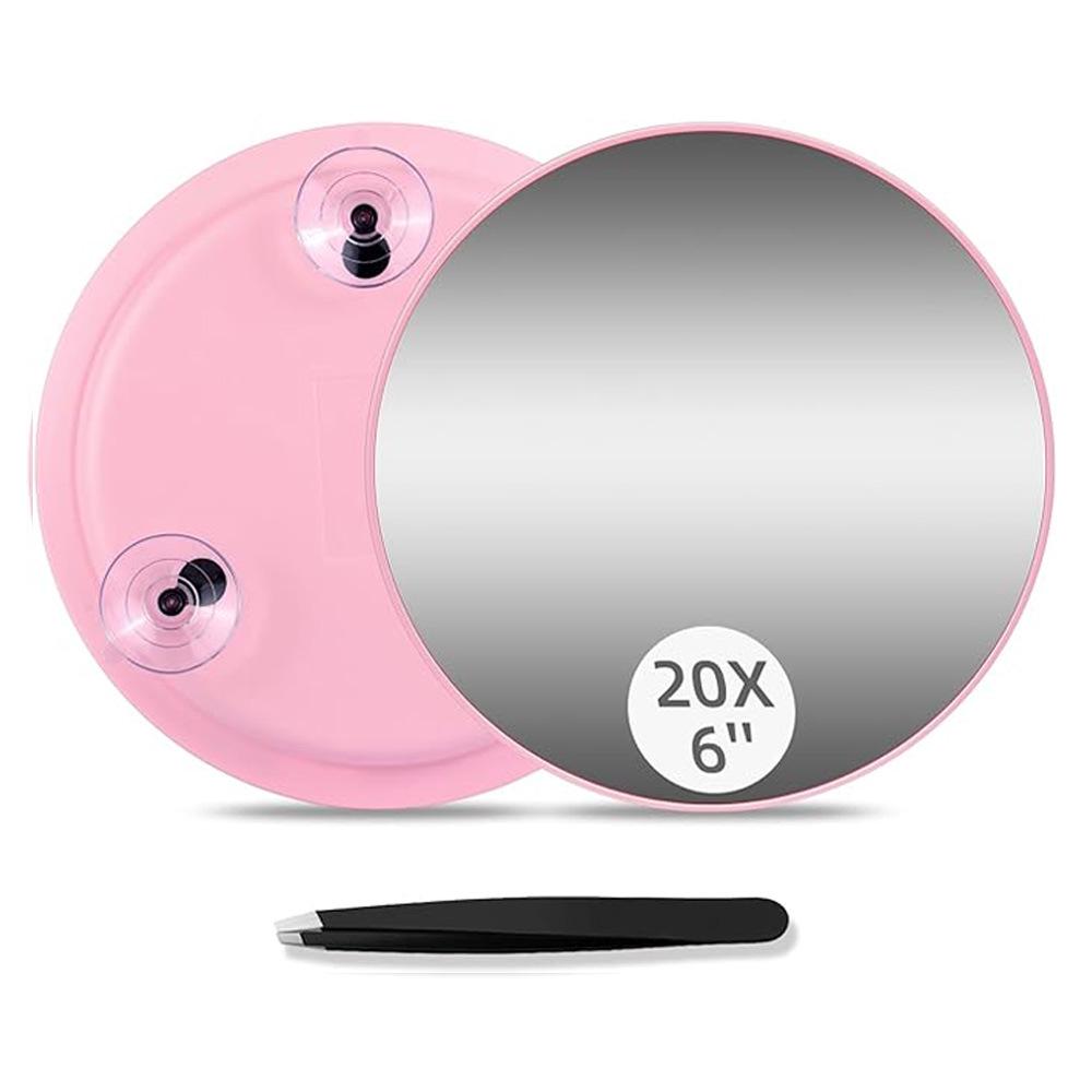 Handheld 6-inch Makeup Mirror with 10x, 20x, 30x Magnification and 360° Rotating Bracket