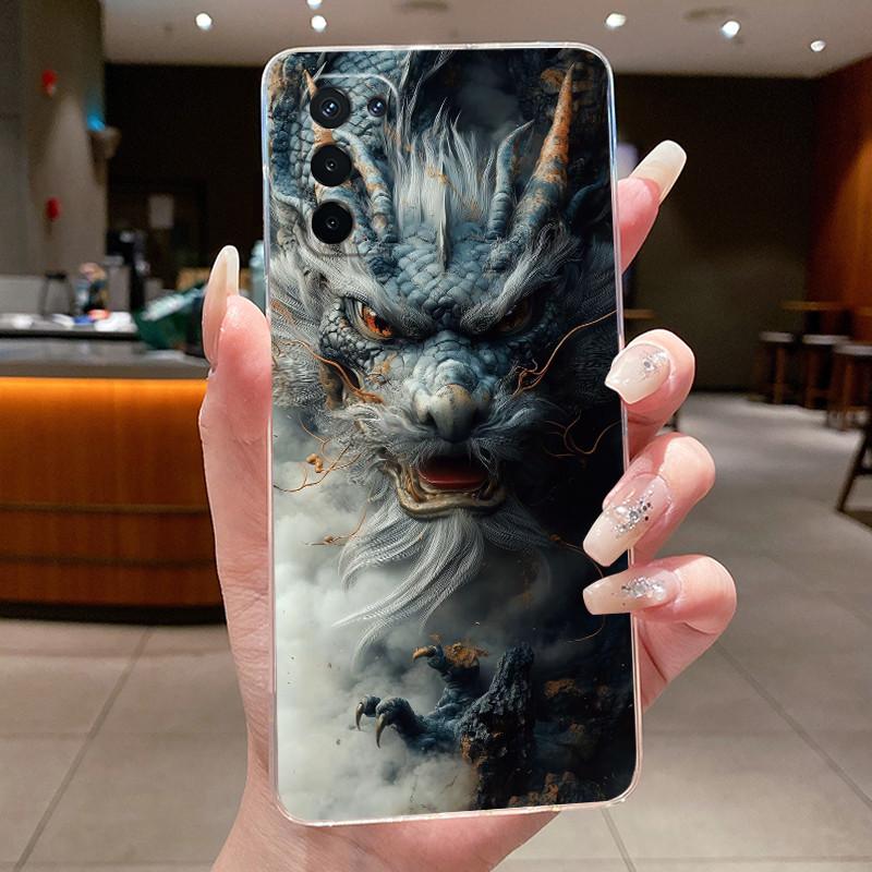 Casing For OPPO A74 5G CPH2197 Phone Case Luxury Dragon Cute Cool Boys Girls Pattern Soft silicone Back Cover Transparent Shell