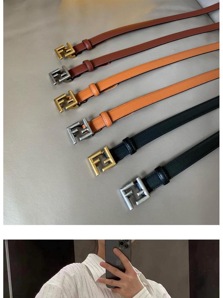 Korean Style Retro Women's Leather Belt with FF Buckle