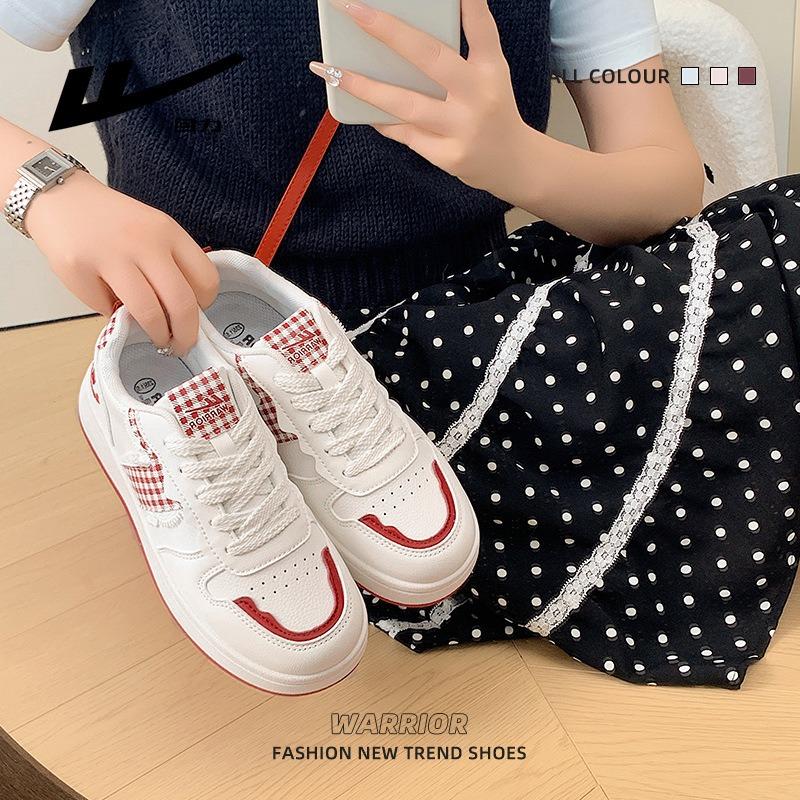 Burgundy simple board shoes new thick-soled vitality student shoes lace sweet beautiful women single shoes