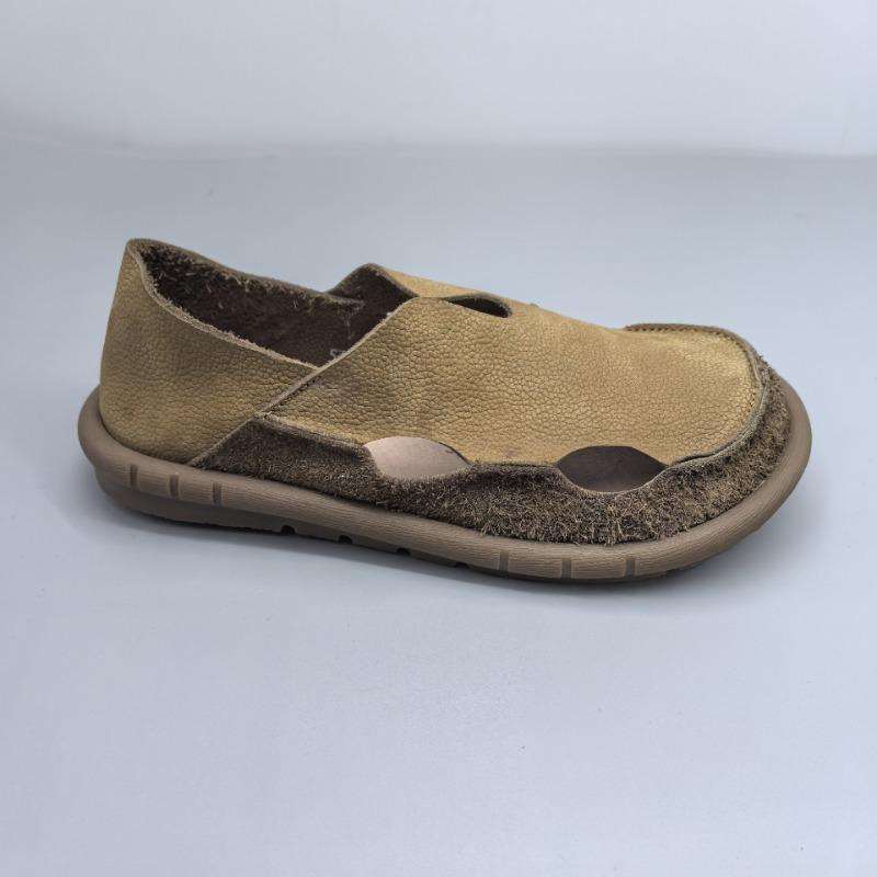 Genuine Leather Women's Shoes Summer Shallow Flat Shoes Single Shoes One-foot Wear Breathable Lazy Shoes