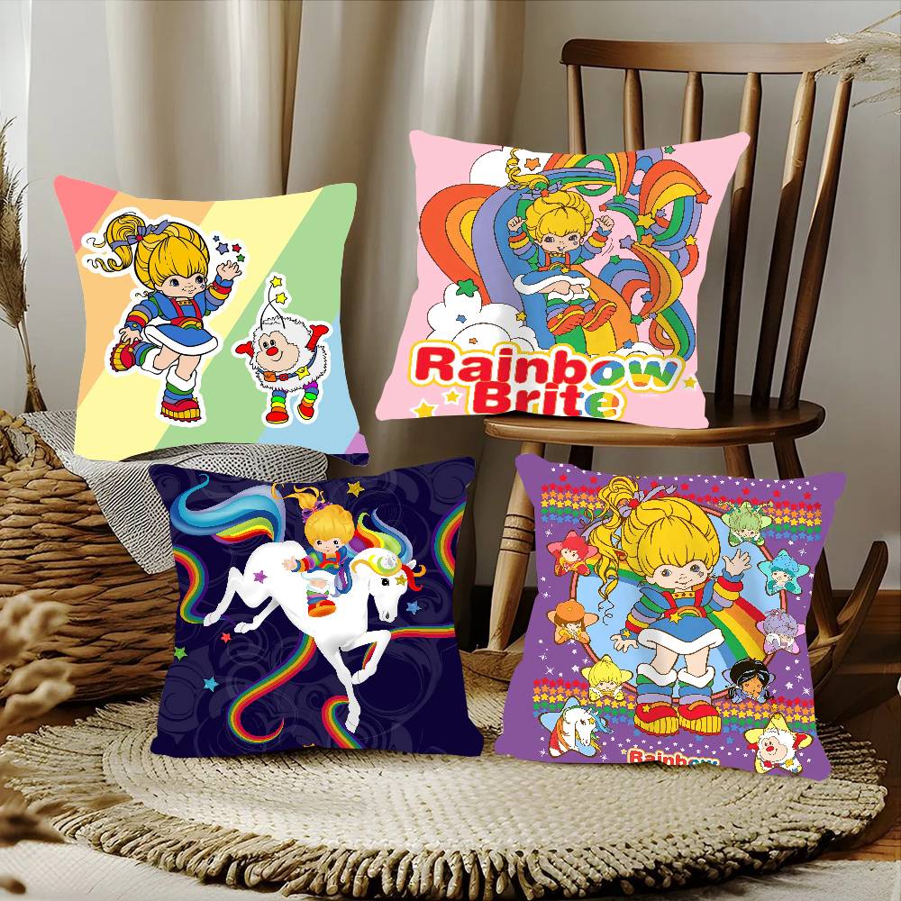 Cute R-Rainbows B-Brite Pillow Case Home Decor Throw For Sofa Bed Car Room Decor Gift Idea