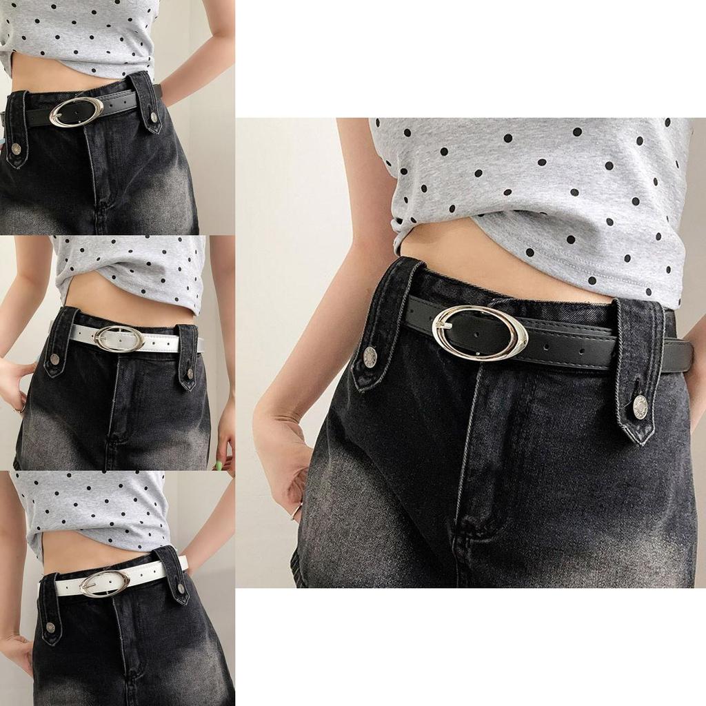 Minimalist Black Pu Belt With Retro Star Buckle Perfect For Trendy Students