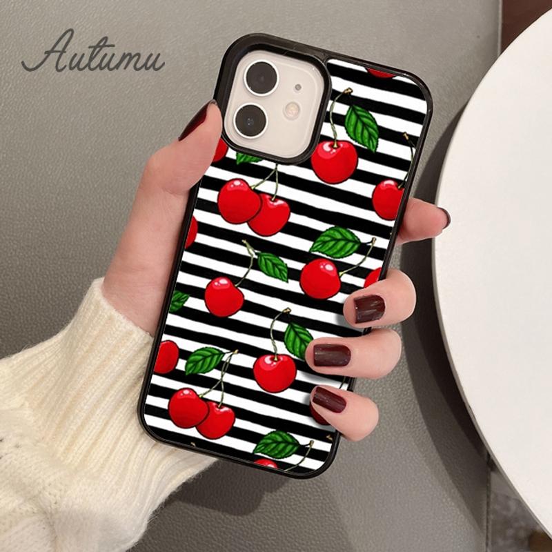 Cherries Cherry Soft Phone Case for iPhone 11 12 13 14 Pro Max Mini X XR XS SE 2020 6S 7 8 Plus Samsung Galaxy S21 S22 Shell