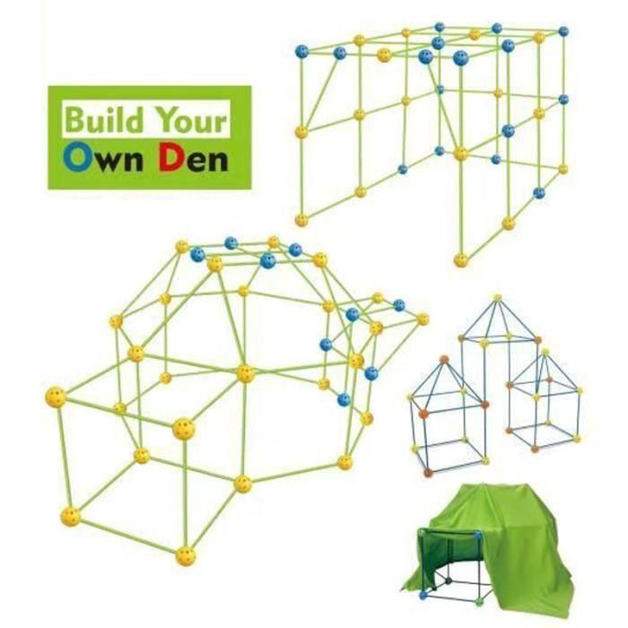 175 Pcs Kids Cabin Construction Kit Luminous DIY Fort Toys – Boy Girls Age 4 5 6 7 8 9 Years Games Tent Educational