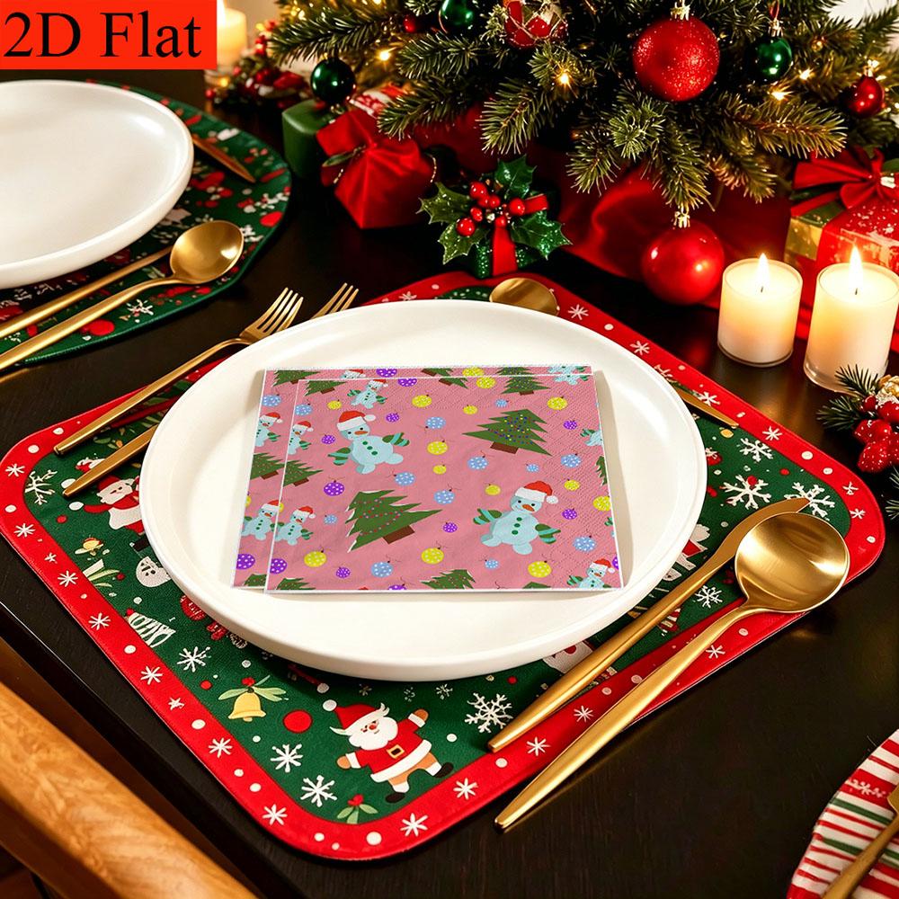 20pcs Disposable Napkins with Christmas Candy Pattern Print for Wedding,Parties,and Daily Use for Thanksgiving Fall Christmas Table Decoration