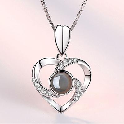 Memory 100 Languages I Love You Projection Necklace Pendant Love Clavicle Chain Women's Jewelry