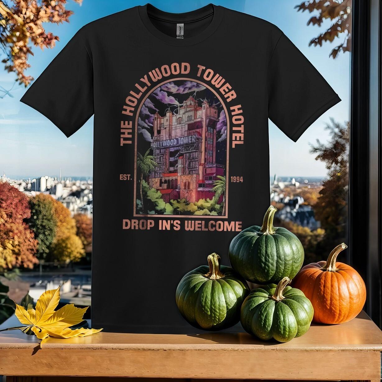винтажная футболка The Hollywood Tower Hotel футболка мужская женская унисекс футболка SY895 S