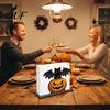 Pumpkin Napkin Holder Halloween Wooden for Table, Black Cat Bat Paper Stand Standing Dispenser, Towel Holiday Party Decor