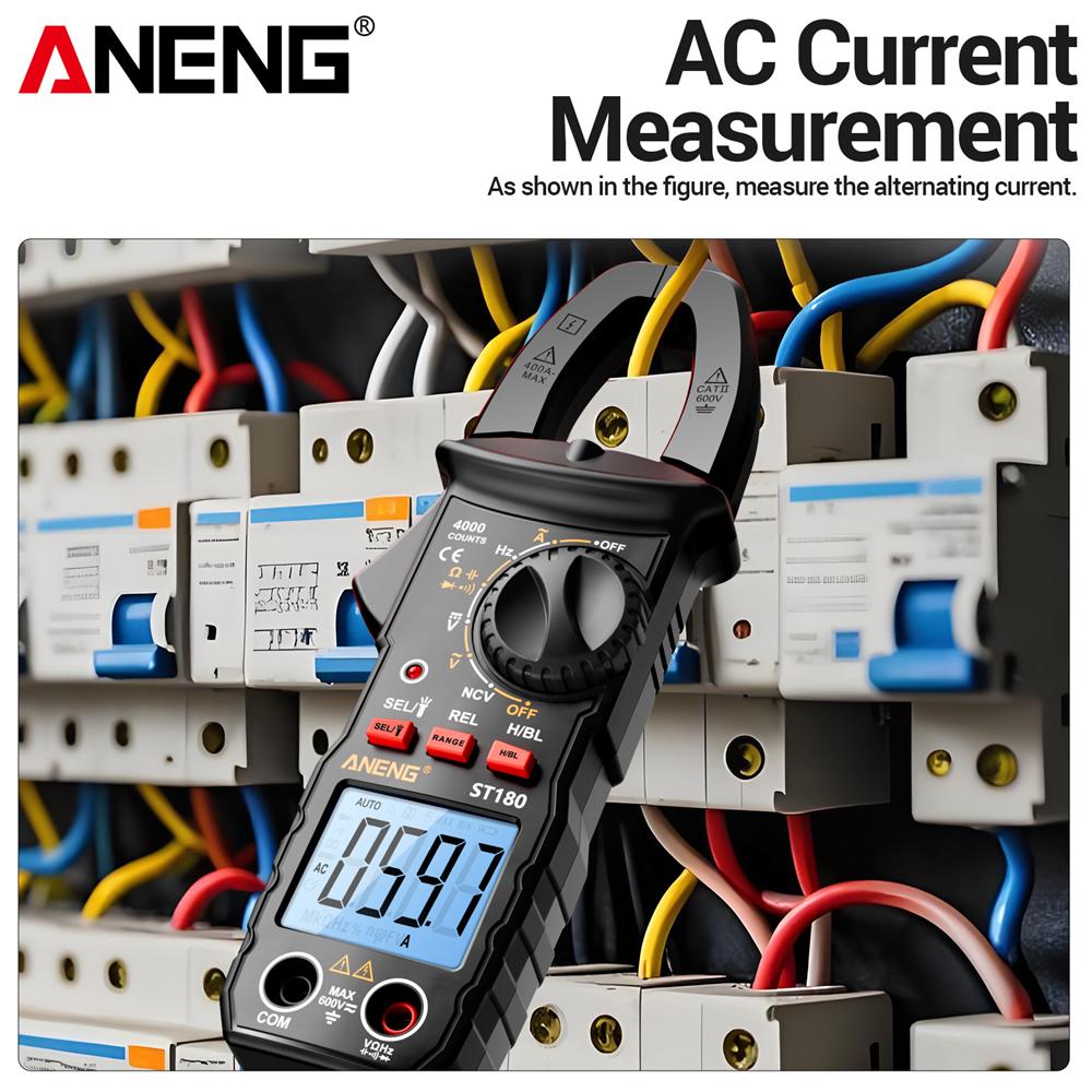 ANENG ST180 Clamp Meter Digital Multimeter DC/AC Voltage 4000 Counts B16 Current Ammeter Tester Set Car Amp Hz Capacitance NCV Ohm Electrician Tools