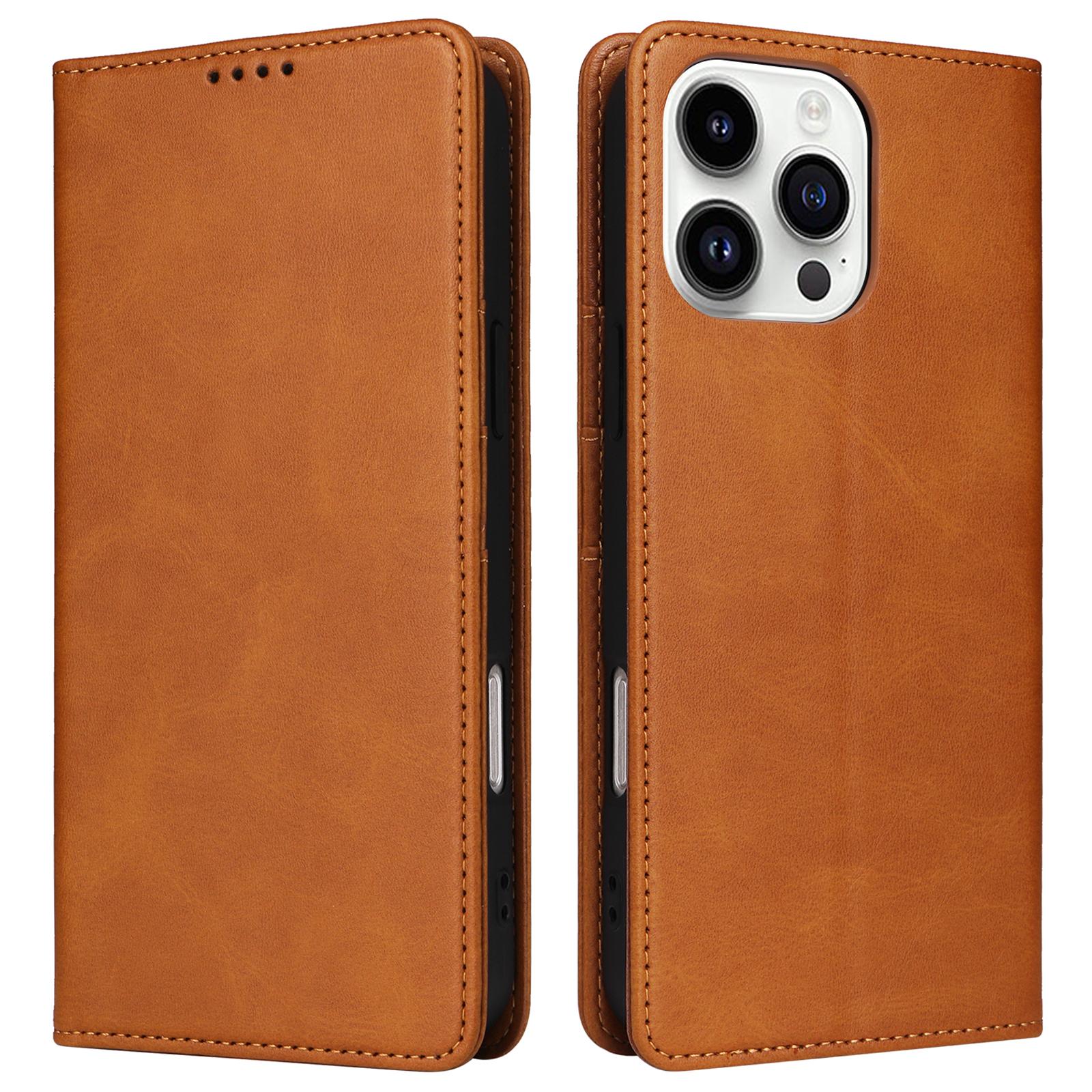 

For iPhone 14 Pro Case PU Leather Phone Cover with RFID Blocking Wallet Brown