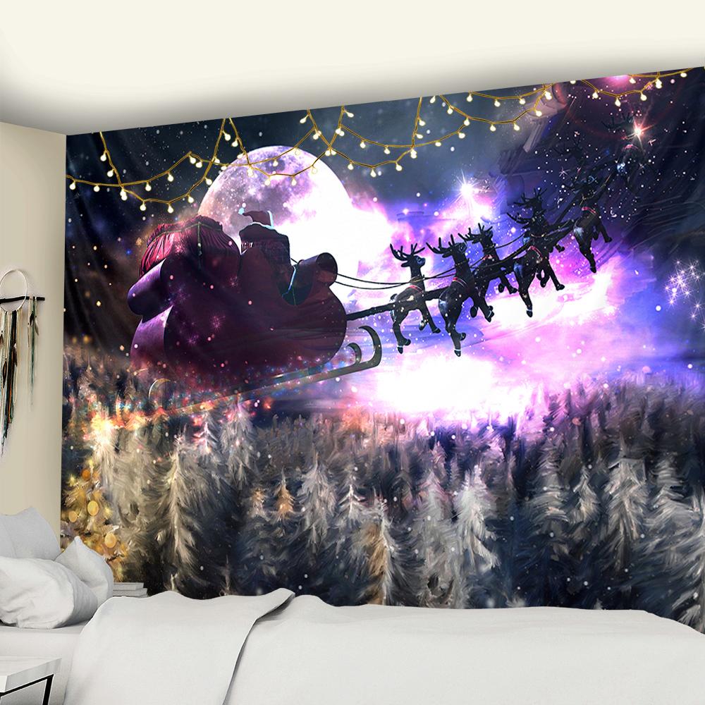 

Гобелен с Санта-Клаусом и оленями, рождественское украшение, bg, гостиная, спальня, новогоднее украшение для дома, праздничный подарок