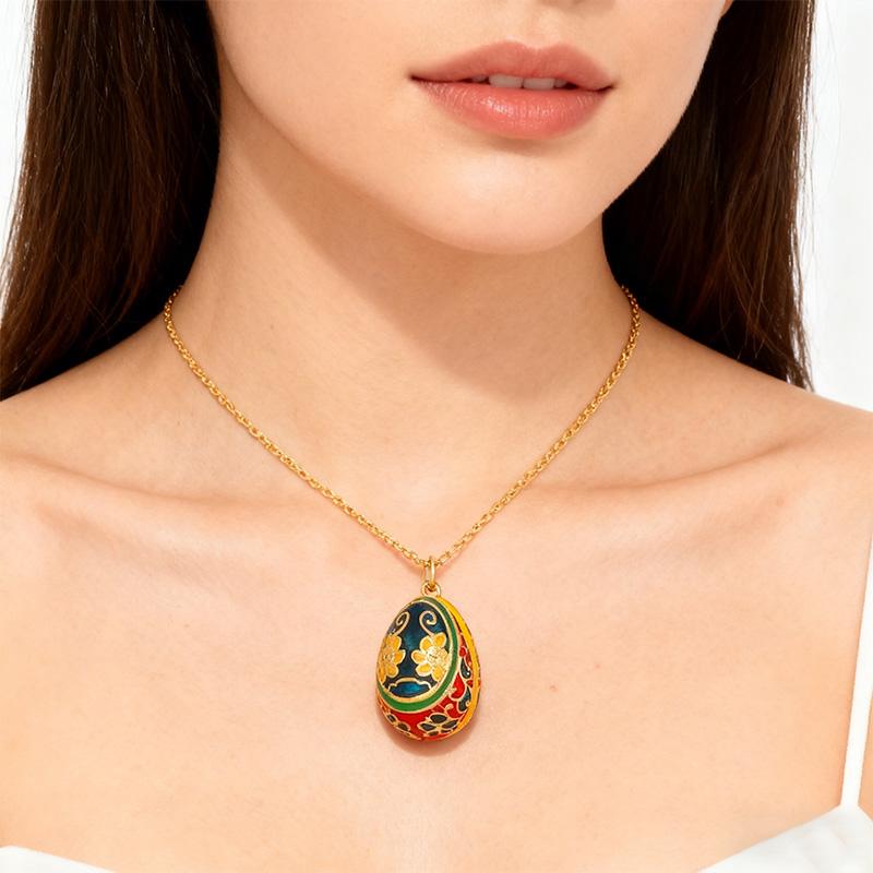 1Pc Clavicle Chain Niche Water Droplet Pendant Exquisite Pendant Necklace Gift Pattern Easter Egg
