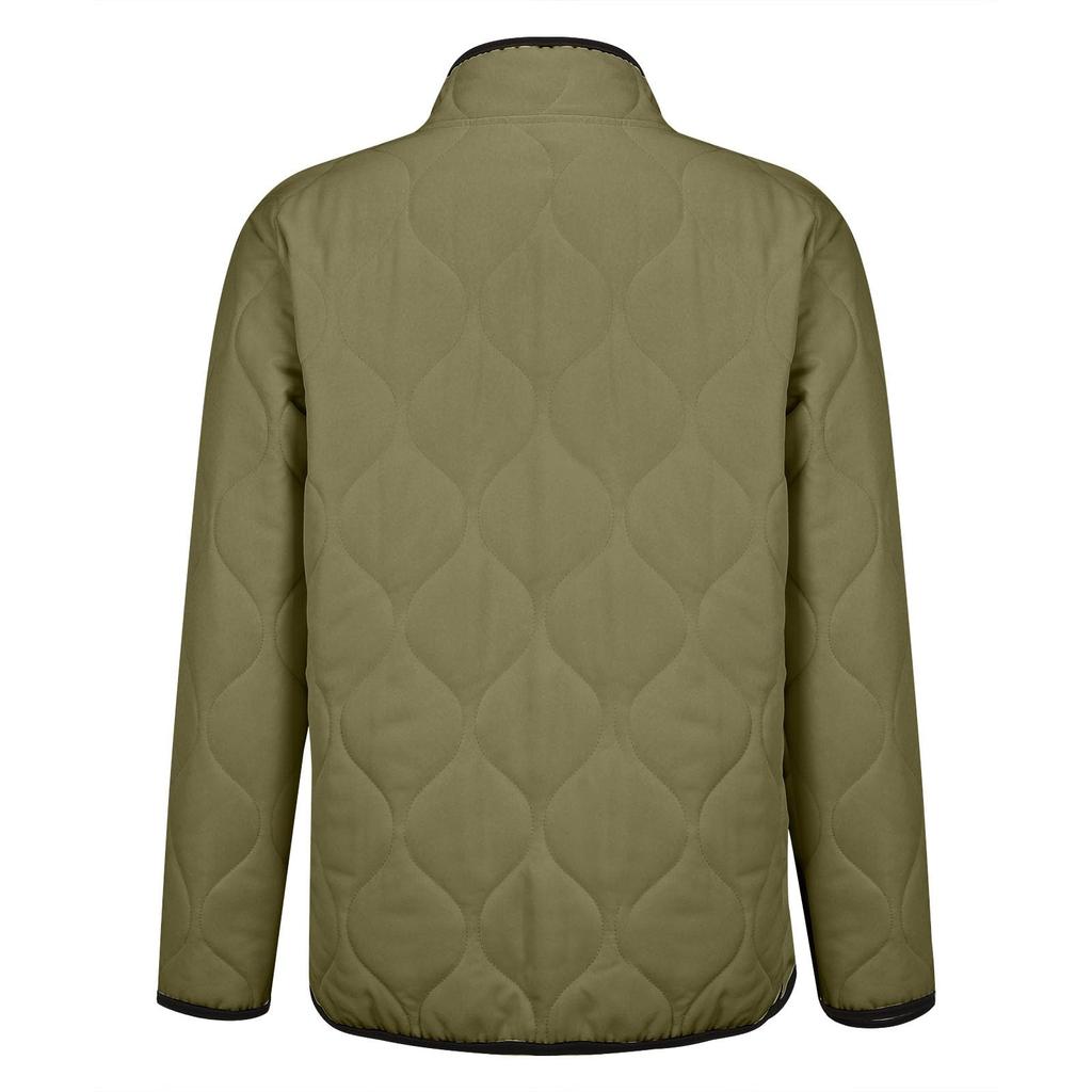 Damen Einfarbig Stehkragen Plissee Baumwolle Langarm Knopfleiste Jacke