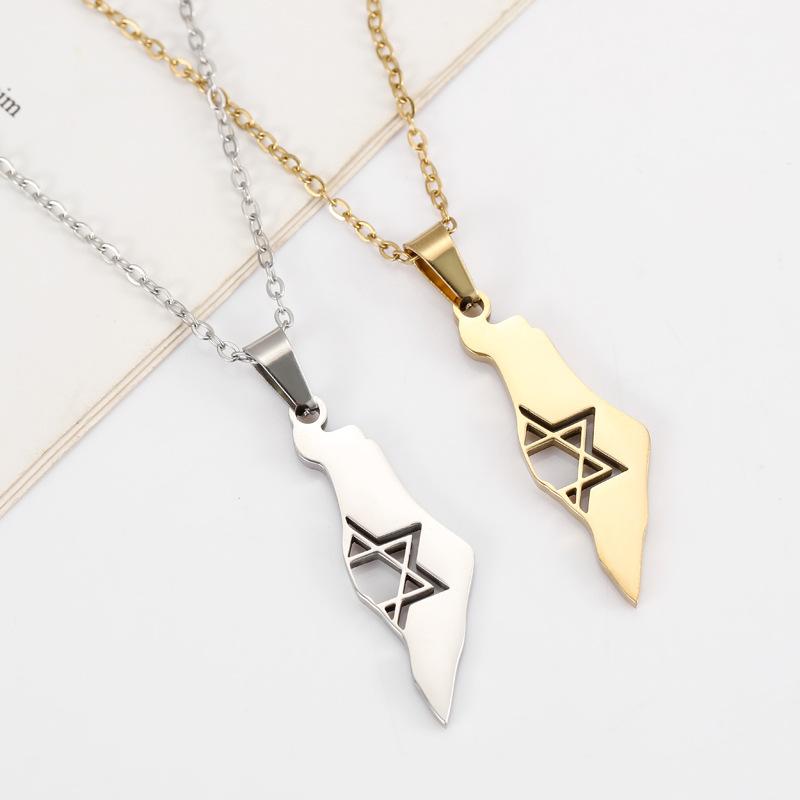New Israel and Palestine Map Pendant Necklace Fashionable Pendant Jewelry for Women