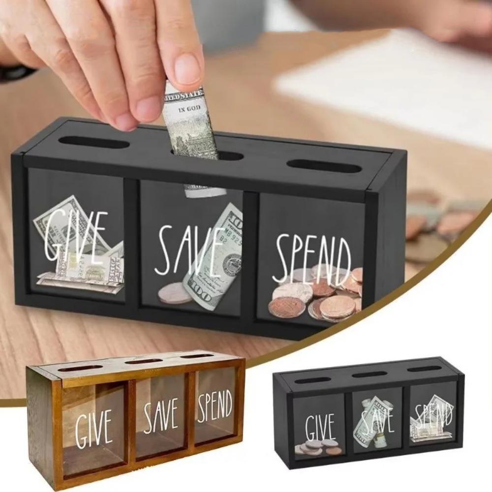 

Kid Piggy Bank Wooden Wall-Mount Bank Creative Desk Living Bank Bedroom Room Financial чорний