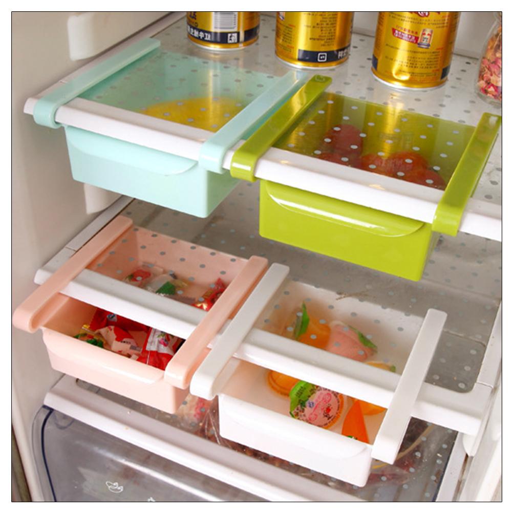 Slide Kitchen Fridge Freezer Space Saver Organizer Kitchen Slide Storage Rack Shelf Holder Drawer