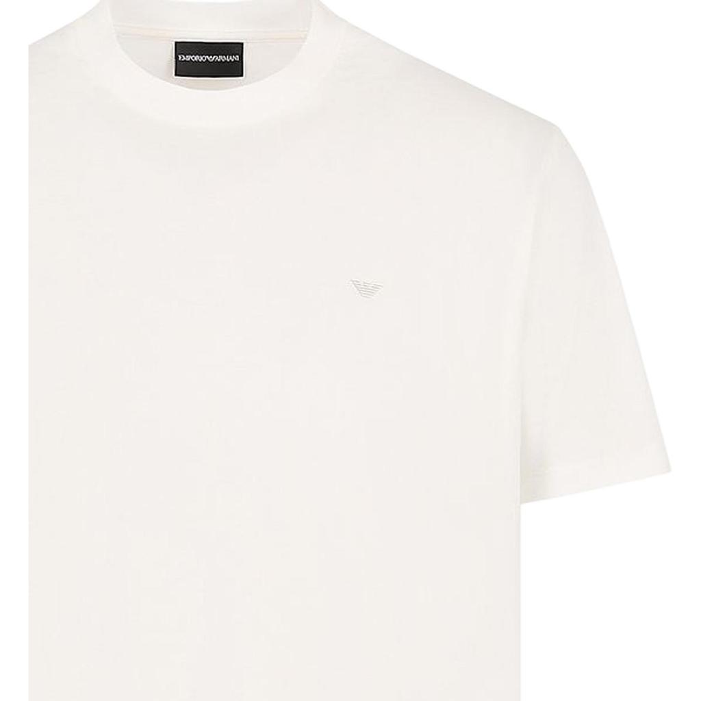 Emporio Armani Solid Color Logo Embroidered Crew Neck Pullover Short Sleeve T-Shirt Men tops Off-White EM000079-AF100941U-1105
