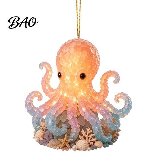 Custom Tree Ornaments Ocean Theme Christmas Ornaments, 2D Flat Acrylic Hanging Decor with Sea Animal Special Designs, Holiday Decorations for
