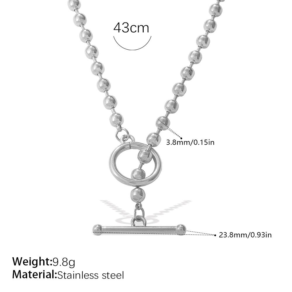 

Gold Ball Steel Ball Necklace Versatile OT Buckle Design Simple Ball Necklace
