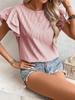 Women's Summer New Style Round Neck Striped Ruffles Sleeve Shirt Top