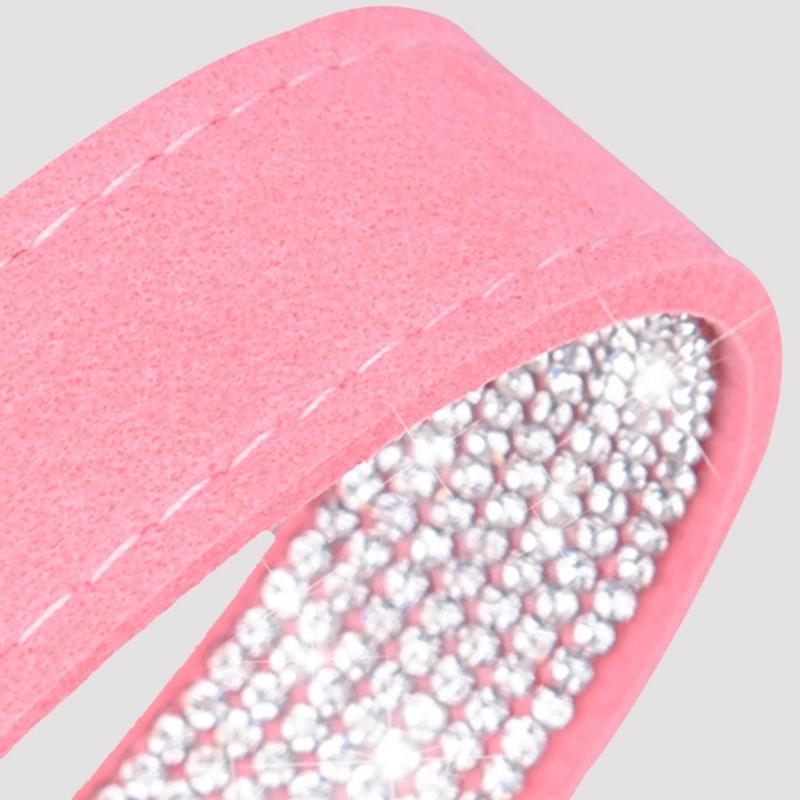 Rhinestones Dog Collar Cute Dazzling Sparkling Soft Suede- Leather Dog for Cat Rhinestones Collar Crystal-DiamondP