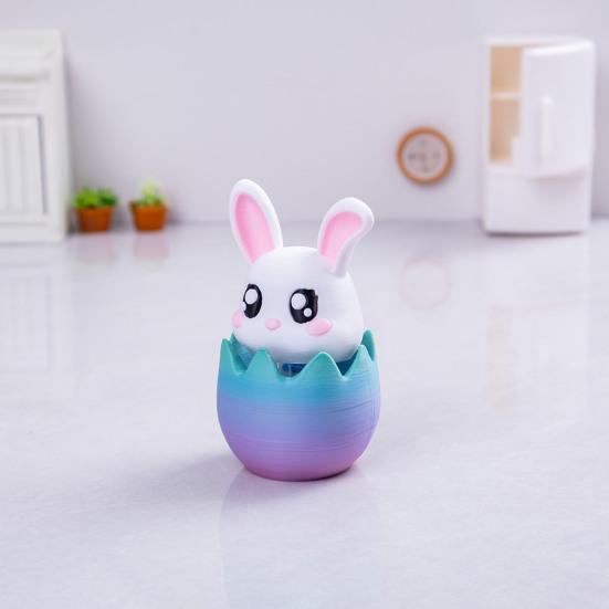 Easter Bunny Decoration Spring Rabbit Figurine with Egg Base for Home Office Desk Shelf Window Sill Decor