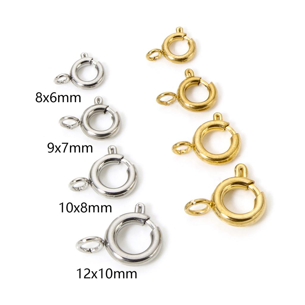 5pcs 304 Stainless Steel Spring Ring Clasps Round Multicolor Buckle Bracelet Necklace Chains Clasps Jewelry Findings