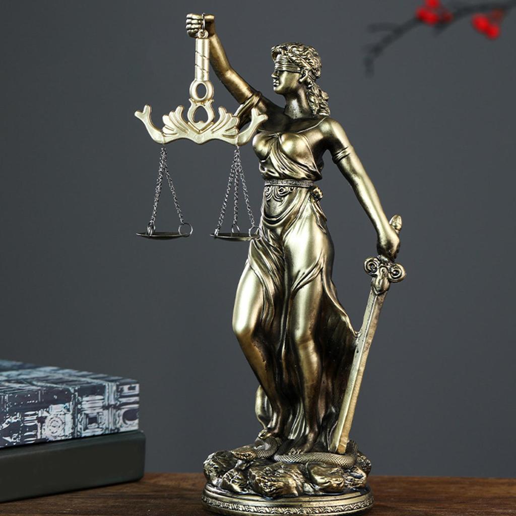 Lady Justice Figurine Resin Desktop Sculpture Scale of Justice Sculpture for Home Office Study Living Room Bedroom Bedside