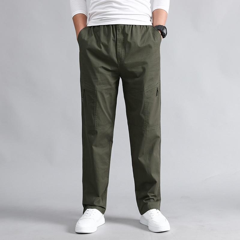 Spring and Autumn Men's Pure Cotton Casual Pants Larger and Wide Sporty All-Match Thin Work Pants