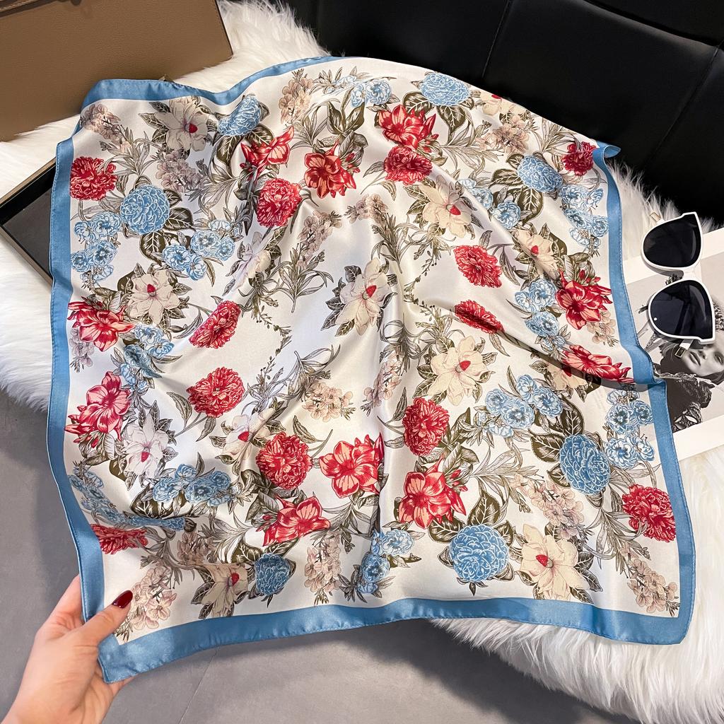 New Luxury Print 70*70cm Silk Square Scarf Women Soft Satin Hairband Neckerchief Tie Female Headband Foulard Bag Ribbon Gift