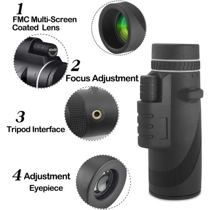 Télescope monoculaire - MONO - 40x60 - Vision nocturne - Étanche - BAK4